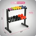thumbnail image 2 of HolaHatha 146 Pound Neoprene Dumbbell Strength Training Weight Set with Rack, 2 of 11