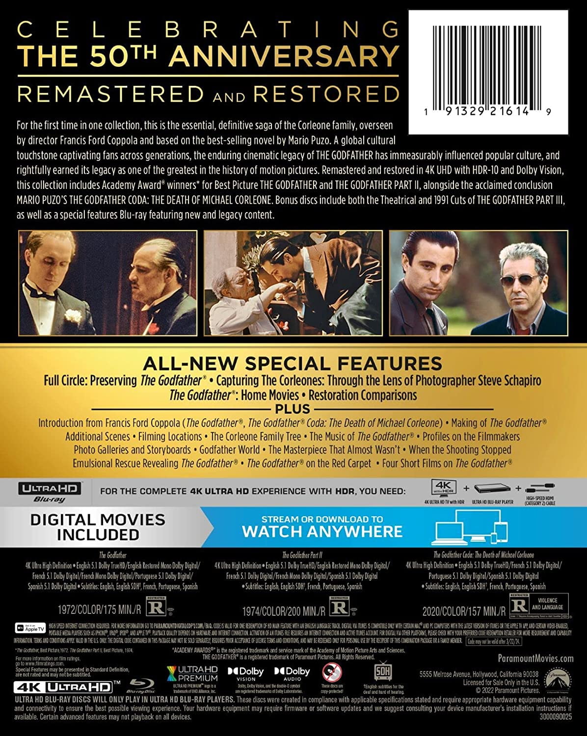 The Godfather Trilogy (50th Anniversary) (4K Ultra HD + Blu-Ray + Digital  Copy)