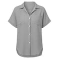 thumbnail image 7 of Womens Button Down Shirt Loose Short Sleeve Shirts Dressy Casual Work Blouse Business Summer Tops with Pockets, 7 of 7