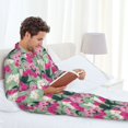 thumbnail image 6 of Naloa Orchids Flowers Men’s Pajamas Set - Long Sleeve Button Down Sleep Shirt and Pajama Bottoms Sleepwear Set-XX-Large, 6 of 7