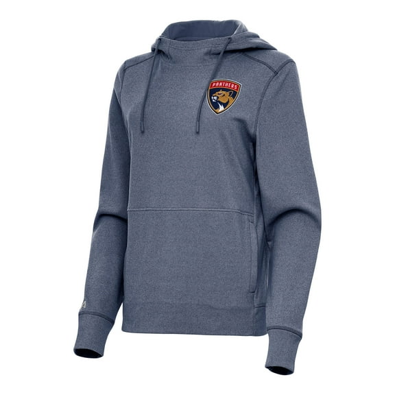 Women's Antigua Heather Navy Florida Panthers Justice Pullover Hoodie