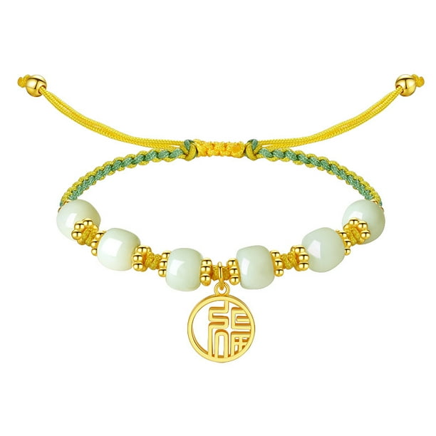 Pulsera de plata 925 tejida con cuentas y jade nefrita para mujer