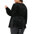 thumbnail image 4 of DARING DIVA Women's Plus V Neck Long Sleeve Gilding Metallic Stars Blouse 1X Black, 4 of 6