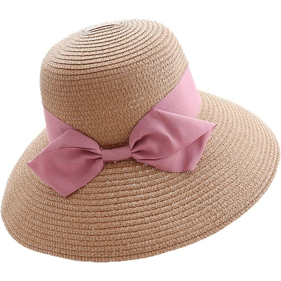 CoCopeaunts Straw Bucket Hat for Women Bowknot Decorate Belt Spring Summer Wide Brim Outdoor Beach Sweet Girls Basin Hat