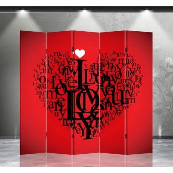 Double Sided Canvas Screen Room Divider - Love