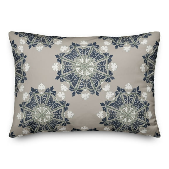 Creative Products Blue Medallions on Gray 14x20 Indoor / Outdoor Pillow
