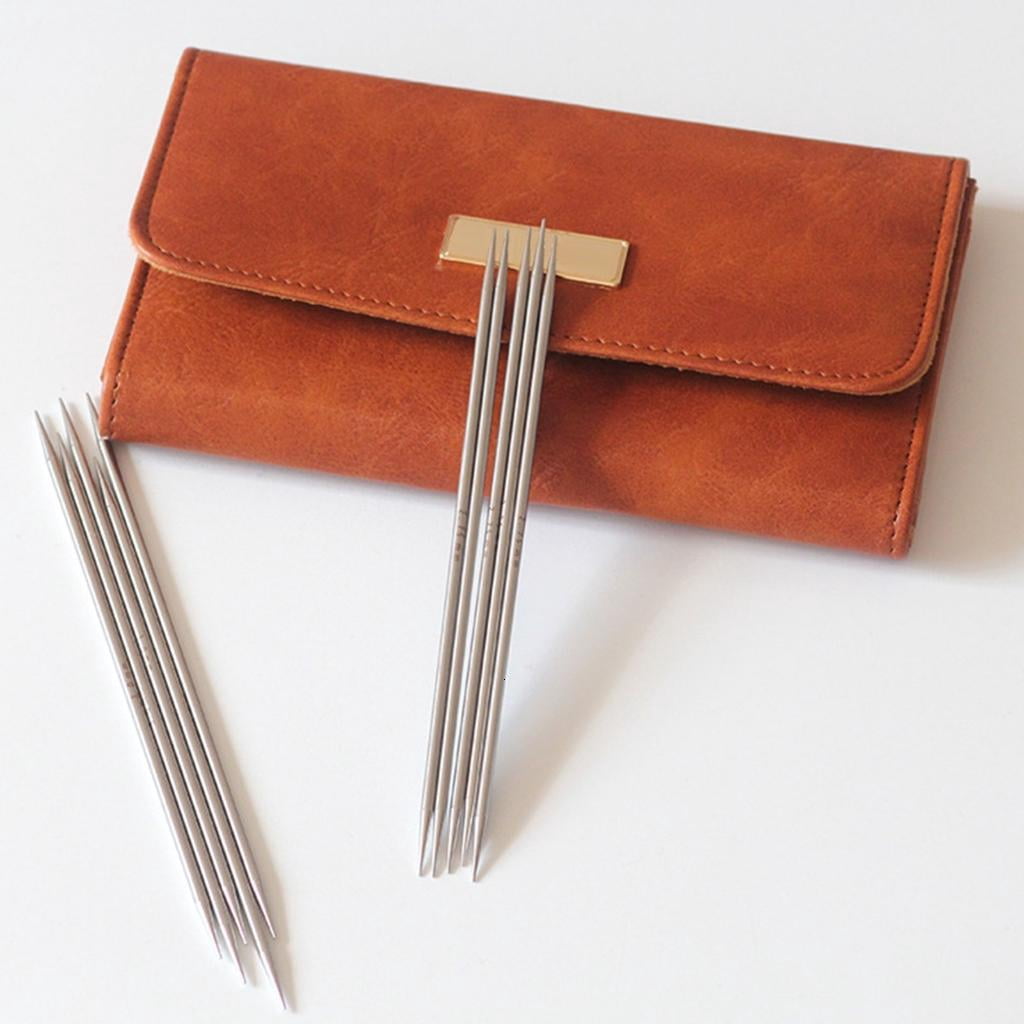 35Pcs Double Pointed Pointed Knitting Needle 15.0cm Stainless Steel Straight Knitting Needle Set for Knitting Weaving
