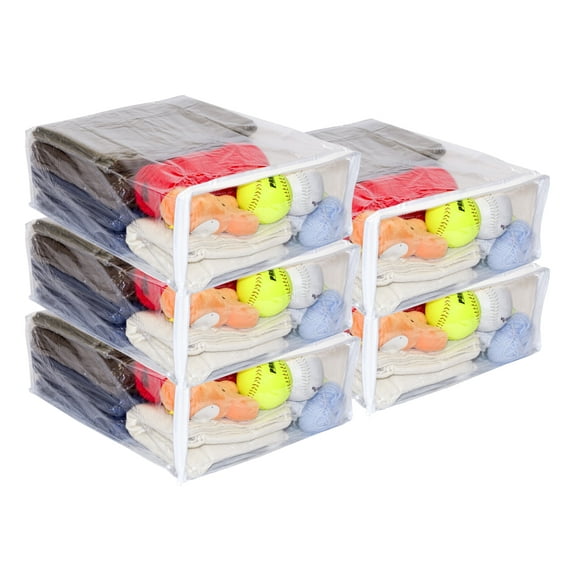 5-Pack Clear Vinyl Zippered Storage Bags 15 x 18 x 6 Inch