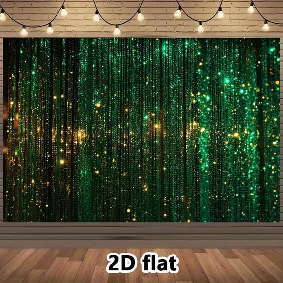 Green Sparkling Sequin Backdrop Gold Glitter Spots Birthday Bokeh Background Green Diamond Tassels Wedding Prom Graduation Party Decorations Banner Supplies Photo Booth Props