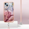 thumbnail image 6 of Case for iPhone 13, Adjustable Detachable Crossbody Strap Neck Strap Silicone Bumper Marble Painted TPU Ultra Thin Shockproof Protective Phone Case Cover for iPhone 13, Rose, 6 of 7