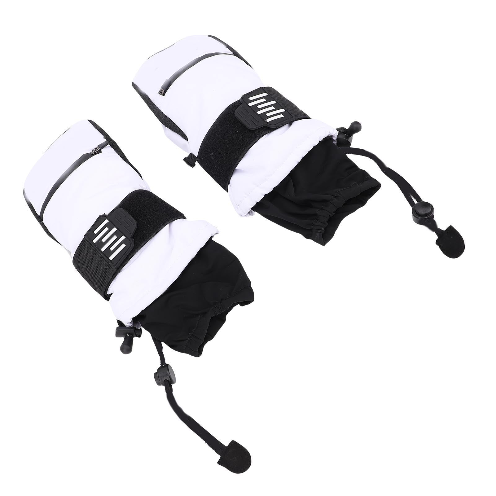 Xirurus Adult Ski Mittens with Wrist Guards, Waterproof Inner 5 Finger Snowboarding Mittens for Winter Sports, Size M, White