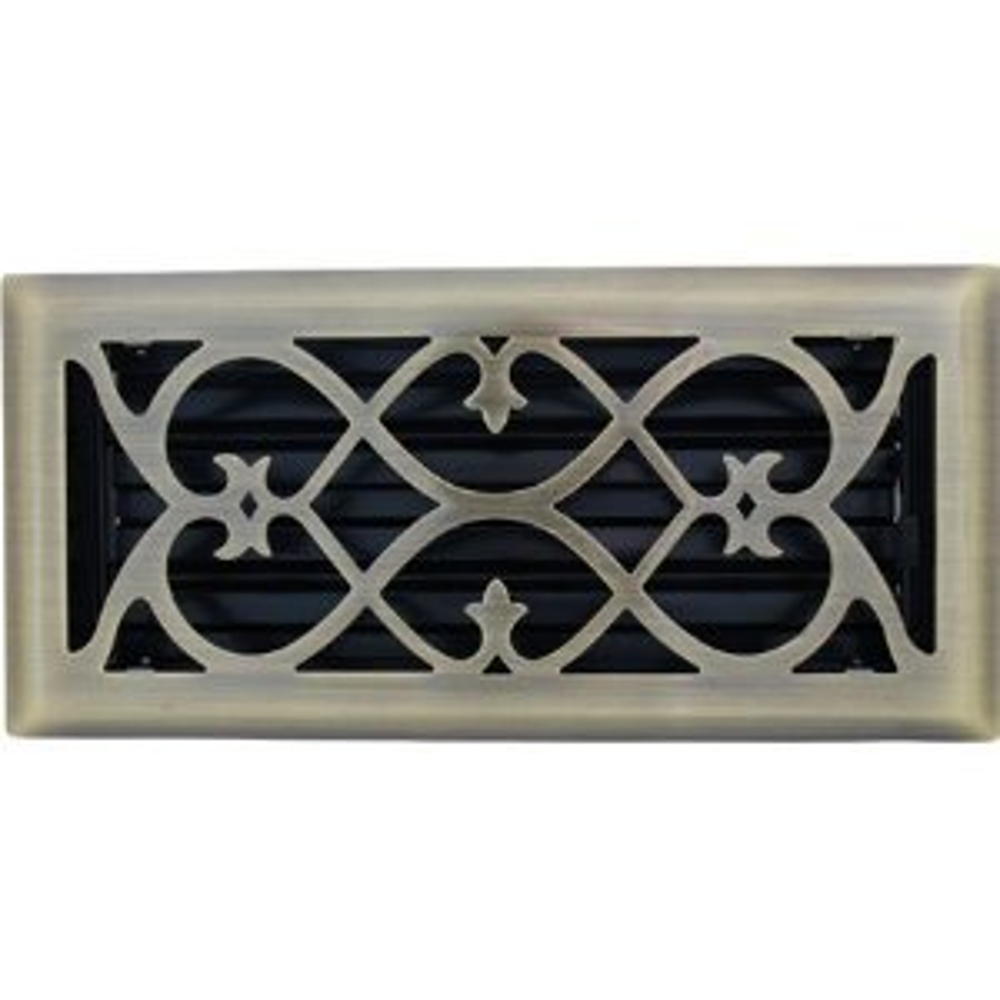 6" X 12" Victorian Antique Brass Plated Floor Register / Vent Cover