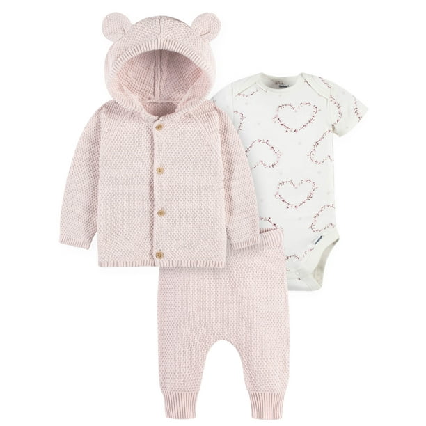 Modern Moments by Gerber Baby Girl Sweater Knit Cardigan, Bodysuit