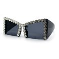thumbnail image 5 of Womens Large Rhinestone Bold Angular Squared Rectangle Plastic Sunglasses All Black, 5 of 8