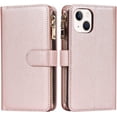 thumbnail image 7 of iPhone 13/14 Phone Case Wallet for Women Men with Card Holder, iPhone 13 Crossbody Case with Strap Shoulder Lanyard, Zipper Pocket PU Leather Cases Purse for iPhone 13,6.1 Inch Rosegold, 7 of 7