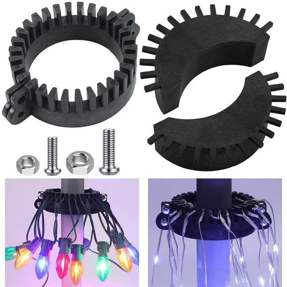 Christmas Tree Flagpole Mega Topper Light Hook, Heavy Duty Black Flagpole Topper with Hook for Hanging Light Strings, Outdoor/Indoor Christmas Tree Decor, Hanging Accessory for Lights & Ornaments