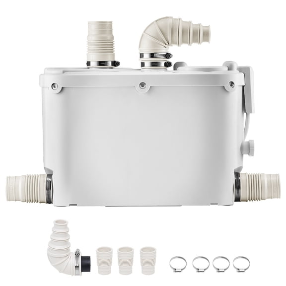 500W Macerator Pump 29 GPM 26 Ft Lift Sewage Pump for Basement Kitchen Bathroom Waste Water Disposal Pump with 4 Inlets for Sink Shower Bathtub