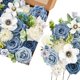 thumbnail image 1 of Flores artificiales de color azul serwalín y blanco para decoración de bodas, 1 of 9