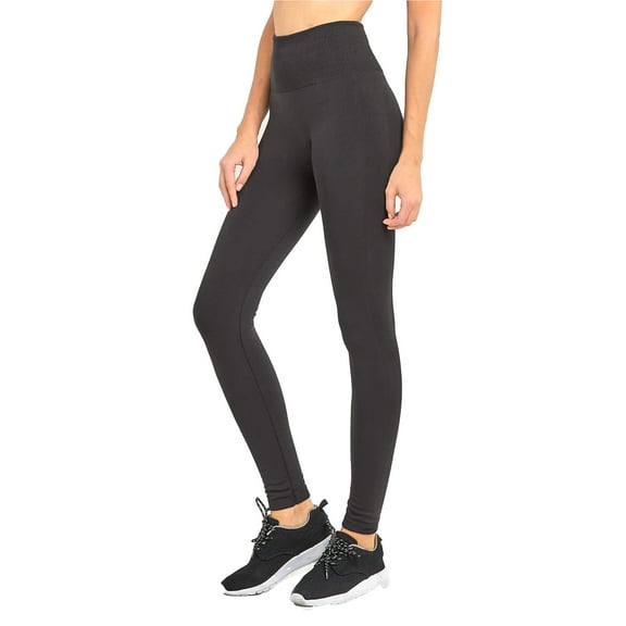 Women's HIGH Waist Soft Fleece Extra-Wide Band Leggings, Charcoal