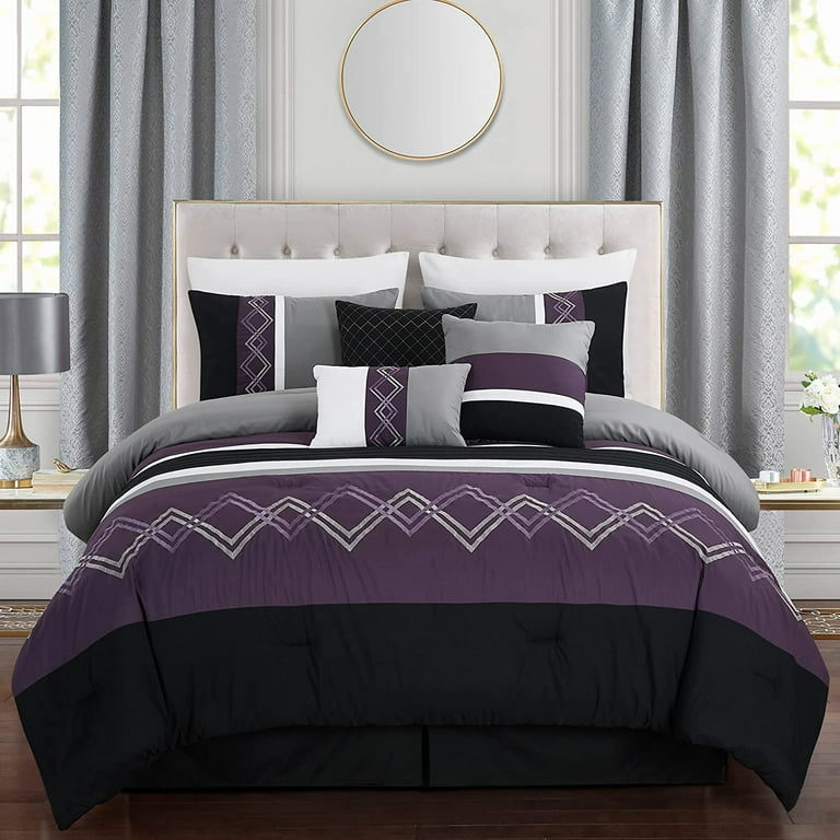 Black Grey And Purple Bedroom