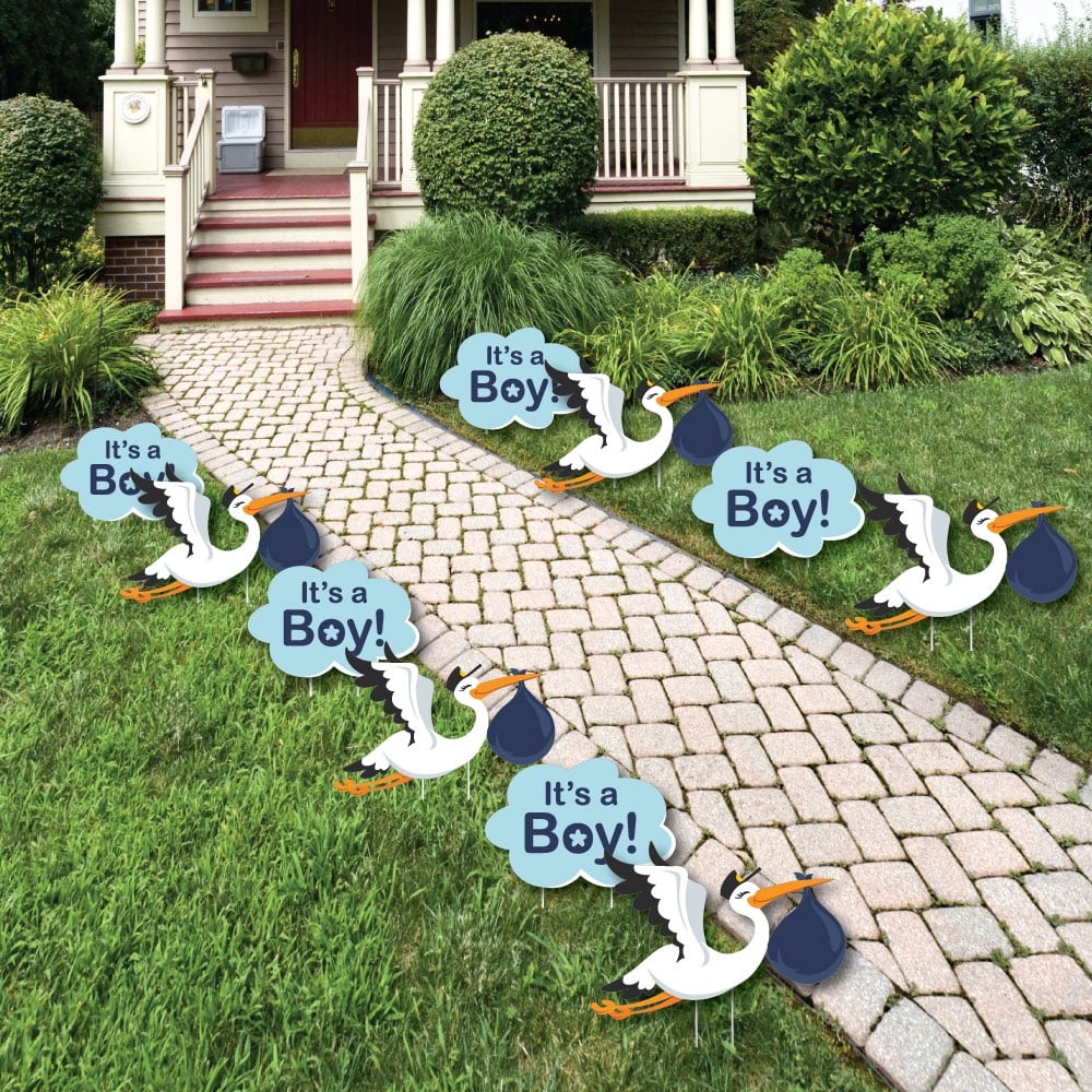 Boy Special Delivery - Baby Announcement Lawn Decorations - Outdoor Blue Stork Baby Shower Yard ...