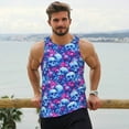 thumbnail image 6 of Gukieu blue Skull purple flower Print Men's Quick Dry Fitness Vest, Round Neck Sleeveless Fitness Bodybuilding Top-Small, 6 of 7
