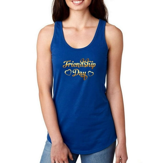 Friendship Day Shiny Golden Racerback Tank Women -Image by Shutterstock, Female XX-Large