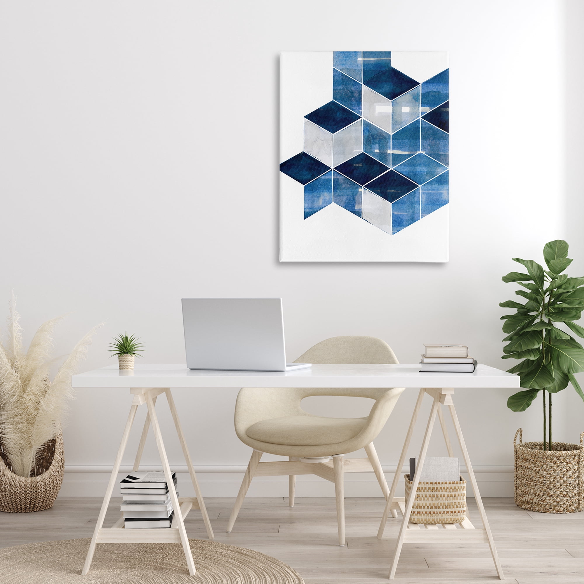 Stupell Industries Stacked Geometric Cubes Abstract Painting Gallery Wrapped Canvas Art Print Wall Art, 30 x 40