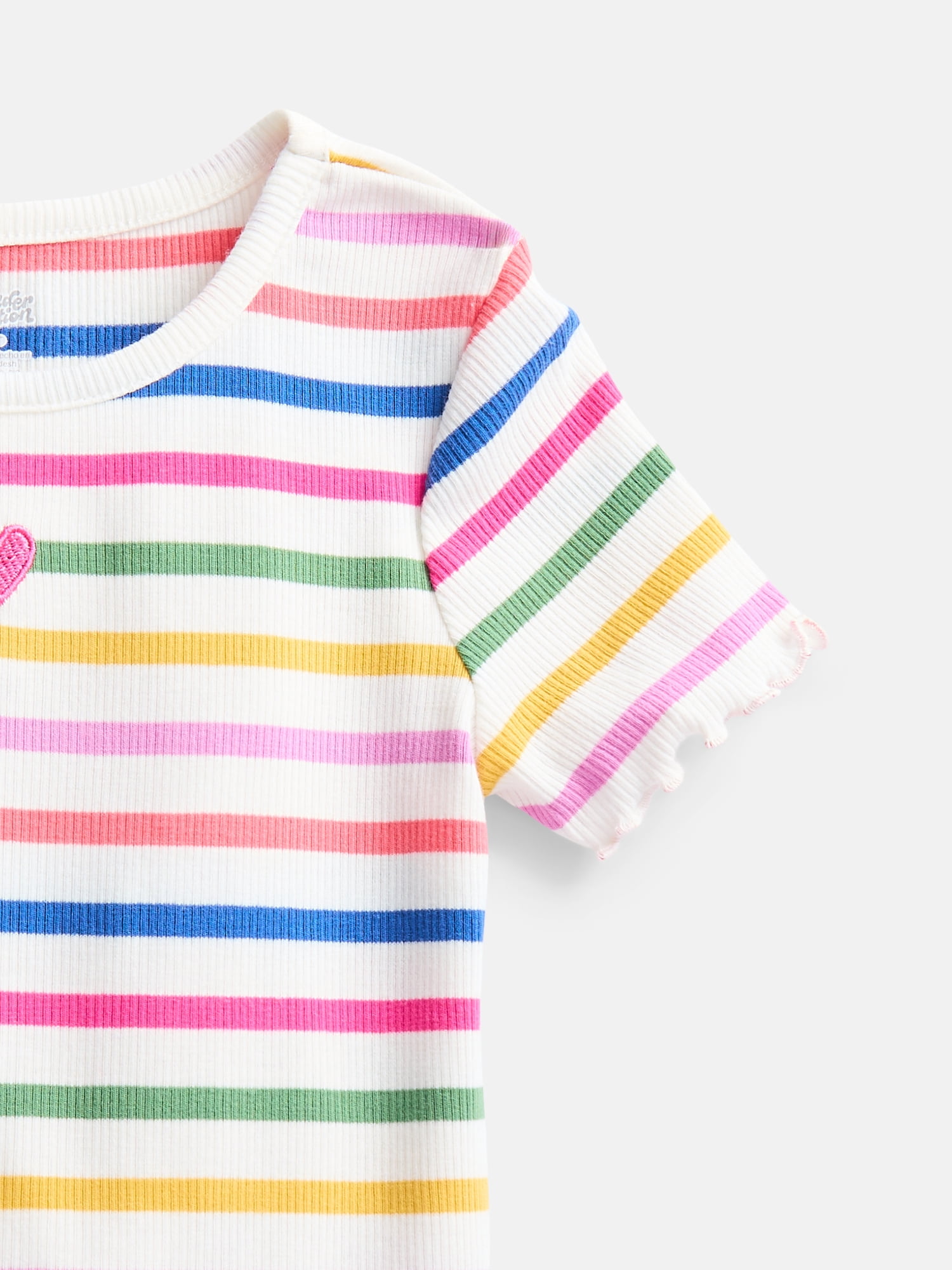 Wonder Nation Toddler Girls' Ribbed Tee with Short Sleeves, Sizes 18M-5T