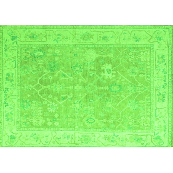 Ahgly Company Indoor Rectangle Abstract Green Modern Area Rugs, 2' x 5'