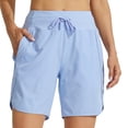 thumbnail image 6 of Women's Athletic Running Long Shorts Workout Hiking Shorts Quick Dry High Waisted Active Zipper Pocket Sky Blue XL, 6 of 6