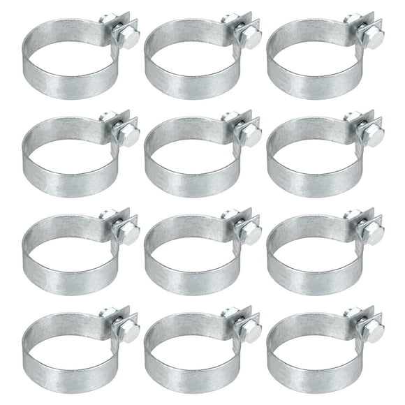 Uxcell 12 Pack Brace Bands Chain Link Fence, Galvanized Steel Tension Bands with Bolts & Nuts for 1-57/64" Chain Link Post, Pipe, Gate, Fences Panels, Silver (2.87" L x 0.59" W)