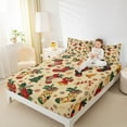 thumbnail image 4 of Manfei Kids Vintage Christmas Bed Sheets, Magical Xmas Socks King Sheets, Western Flower Plant Sheet Set, Lightweight Room Decor, 4 Pieces, 4 of 7