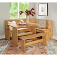 thumbnail image 2 of Riverbay Furniture Transitional Wood Corner Dining Nook Set in Natural, 2 of 20