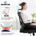 thumbnail image 4 of Ergonomic Office Chair, Home Office Desk Chair with Adjustable Headrest & Lumbar Support, Swivel High Back Computer Chair, Breathable Mesh Chair, PU Silent Wheels, Flip-Up Arms, 4 of 9