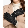 thumbnail image 6 of Sheepskin Leather Gloves for Women Windproof Warm Outdoor Driving Esphine Winter Gloves Black (L), 6 of 6