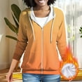 thumbnail image 2 of Feancey Lightweight Zip up Hoodies for Women Oversized Long Sleeve Sweatshirt Jacket Gradient Trendy Drawstring Hooded Jackets with Pockets Orange 3XL, 2 of 6