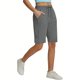 thumbnail image 4 of Pantalones Elásticos de Cintura para las Mujeres Casual Bolsillo de Color Sólido Pantalones Cortos Cómodos para el Uso Diario de Primavera Verano, 4 of 5