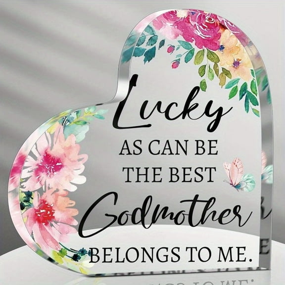 "Lucky as Can Be" Acrylic Plaque with Floral - Ideal Gift for Mom, Dad, Mother-in-Law | Heart-Shaped Keepsake for Birthdays Special Occasions Gratitude Expression Father's Day Graduation Gifts