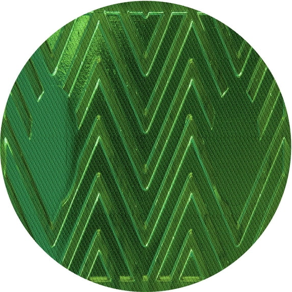 Ahgly Company Machine Washable Indoor Round Transitional Deep Emerald Green Area Rugs, 3' Round