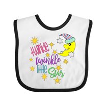 Inktastic Twinkle, Twinkle, Little Star with Yellow Moon in Night Cap Boys or Girls Baby Bib