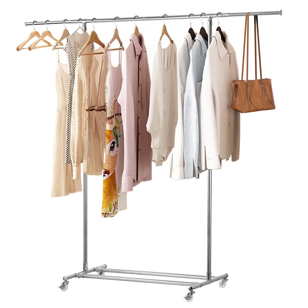 Novashion 200 lbs Clothing Garment Hanging Rack Metal Clothes Rolling