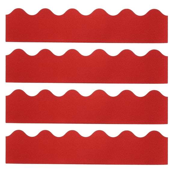 Uxcell 3" x 1.08ft Bulletin Board Border 60 Pack Scalloped Trim Strips Wall Decor for Classroom Gold Red