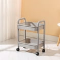 thumbnail image 3 of 2-Shelf Kitchen Storage Cart on Wheels, Versatile Organizer Rack with Armrests and Casters for Living Room Bathroom Kitchen Toiletries(Gray,13.6"×10"×20"), 3 of 6