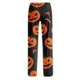 thumbnail image 5 of Halloween Pajama Pants for Women, Spooky Ghost & Pumpkin Graphic Lounge Bottoms with Adjustable Drawstring Waist, Soft Relaxed Fit Sleep Trousers, 1 Pair Orange S, 5 of 5
