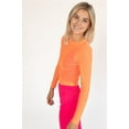thumbnail image 3 of Neon Orange Mesh Long Sleeve - Women's Fashion Top, 3 of 4