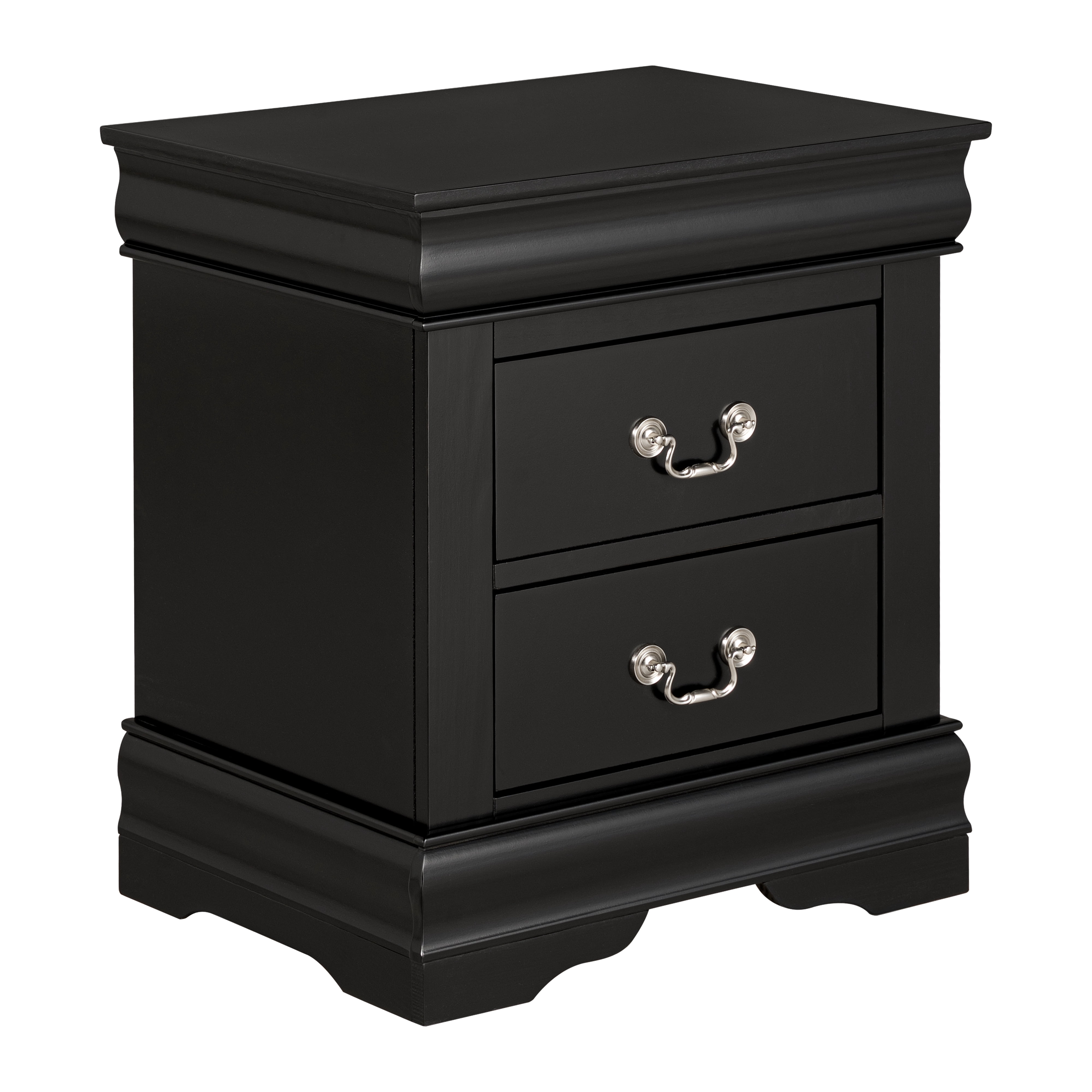 Traditional Solid Wood Nightstand with 2 Drawers in Black / Dark Cherry / White