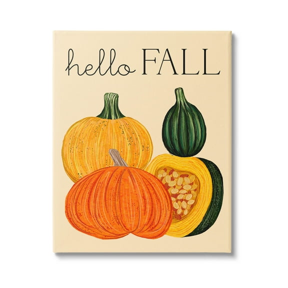 Stupell Industries Hello Fall Harvest Gourds Graphic Art Gallery Wrapped Canvas Print Wall Art, Design by Ziwei Li