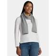 thumbnail image 3 of Time and Tru Women's Knit Scarf with Ribbed Trim, Medium Grey Heather, 3 of 3