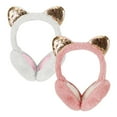 thumbnail image 3 of BadPiggies 2-Pack Winter Earmuffs Foldable Fluffy Cute Cat Ear Warmer Glitter Ear Muffs for Women and Girls, 3 of 9